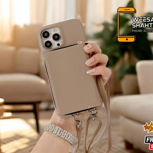 Estuche tipo billetera con patrón de lujo / Diseño de cuero duradero con cremallera / Funda con correa para teléfonos inteligentes / Estuche con tarjetero y estilo