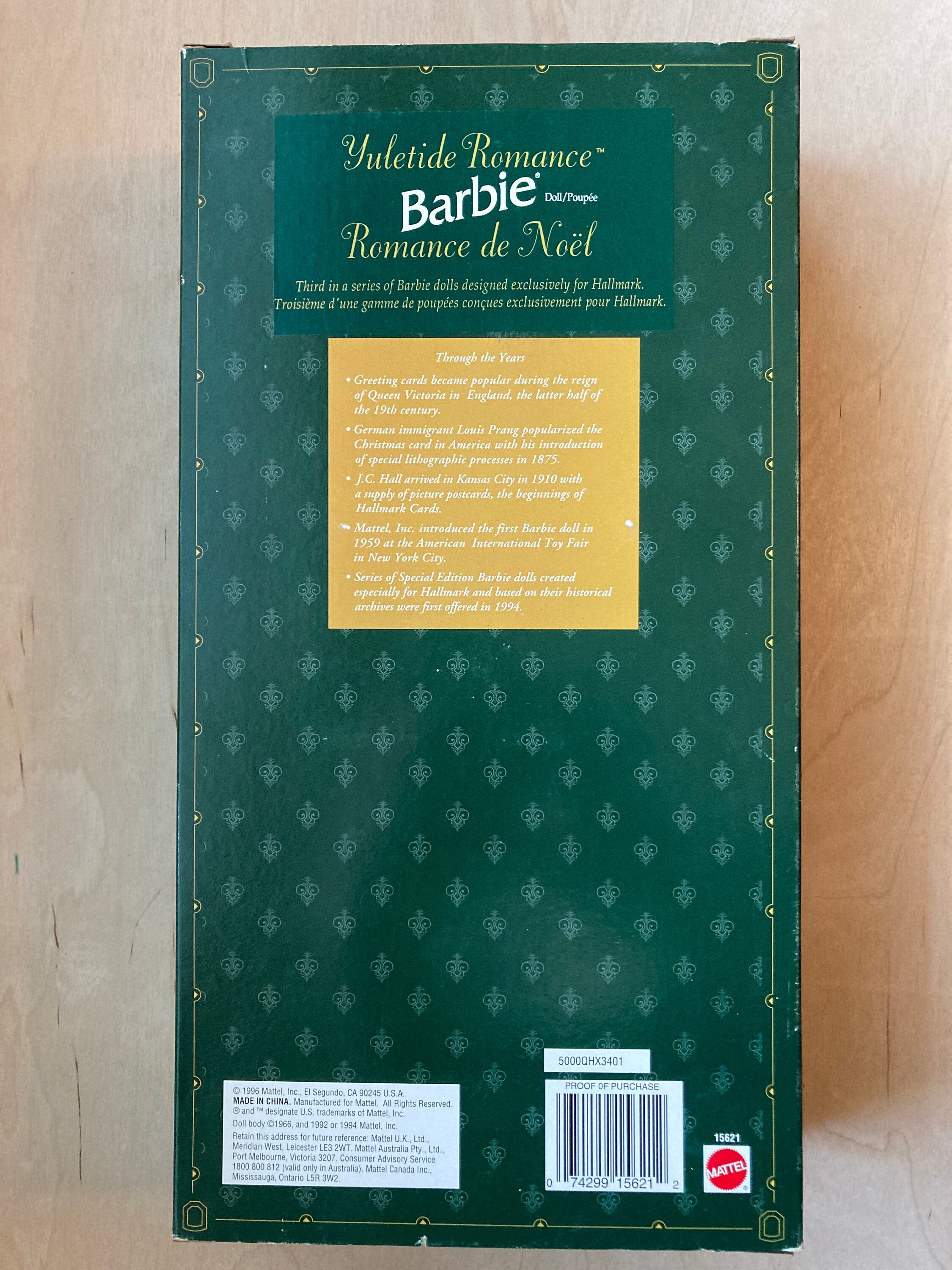 1996 Mattel Yuletide Romance Barbie Doll, a