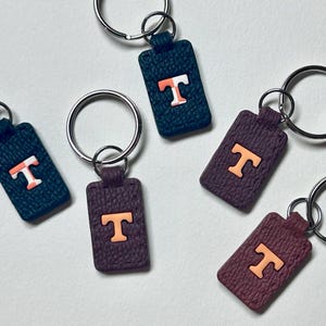 Leather look Tennessee Vols keychain/key ring with power T emblem | three colors available *Please see details for ordering as a gift*