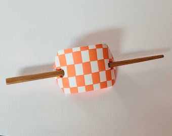 Tennessee Vols Hair Slide | Checkerboard Wood Hair Stick