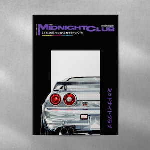 JDM Skyline Poster | Midnight Club Design | Japanese Car Art | Digital Download | JDM Car Culture | Racing Wall Art