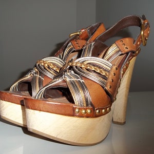 Vintage 2000s/Y2K wooden Miu Miu heel/wedges/platforms/clogs