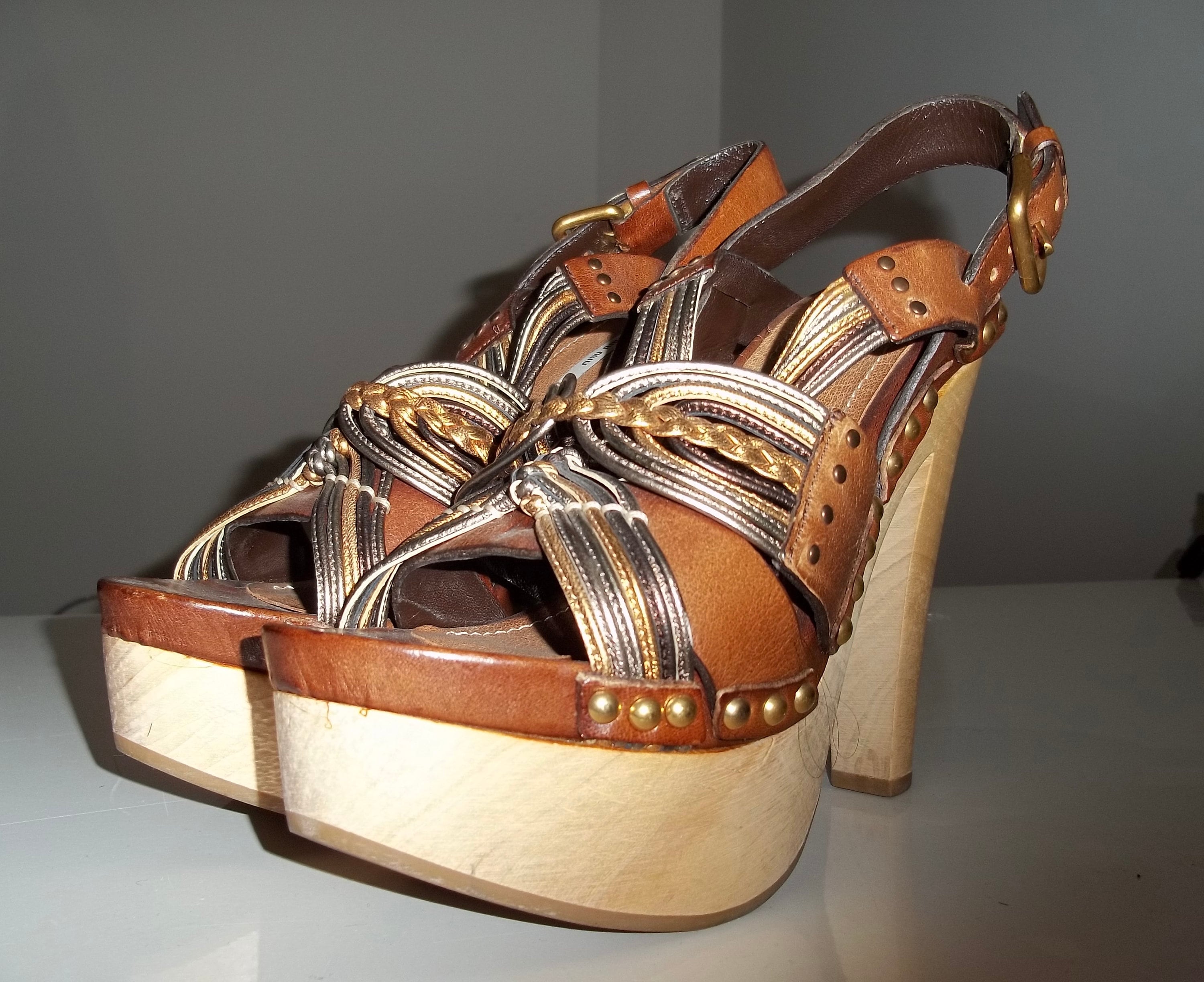 Vintage 2000s/y2k Wooden Miu Miu Heel/wedges/platforms/clogs - Etsy