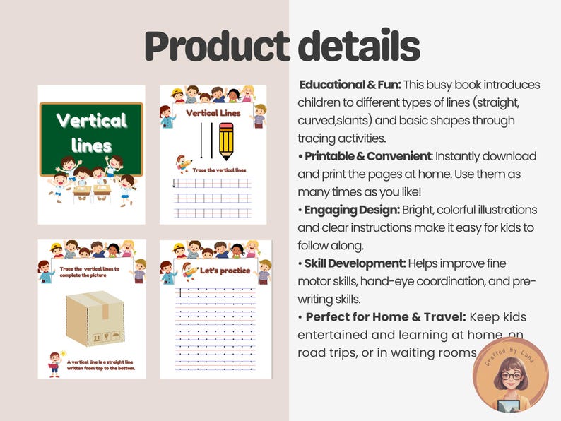 Lines Learn Lines Educational Busy Book for Toddlers & Kids Busy Book ...