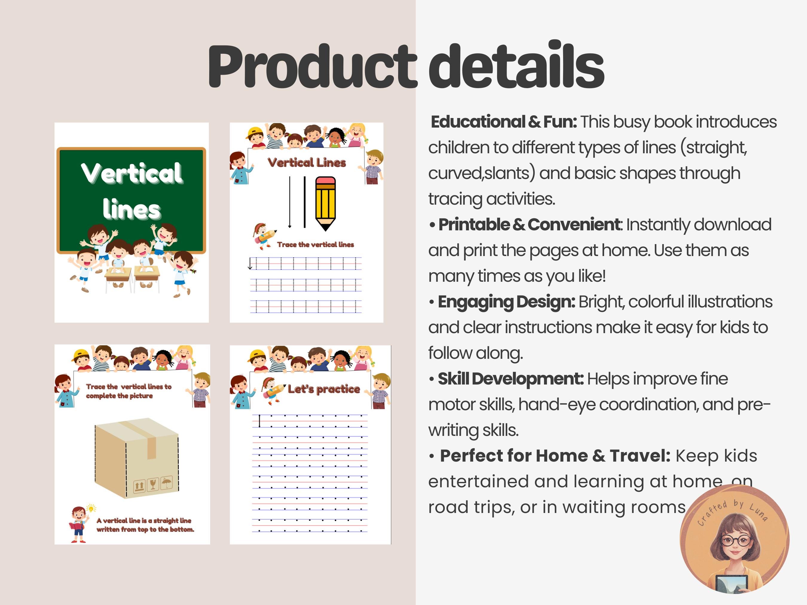 Lines Learn Lines Educational Busy Book for Toddlers & Kids Busy Book ...