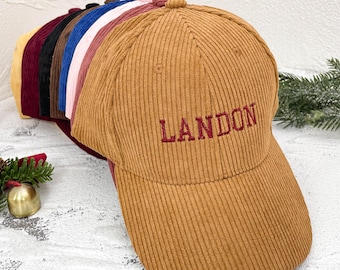 Embroidered Corduroy Hat, Personalized Text City Name Baseball Cap, Custom Logo, High Quality Winter Corduroy Warm Hat, Sorority Gift