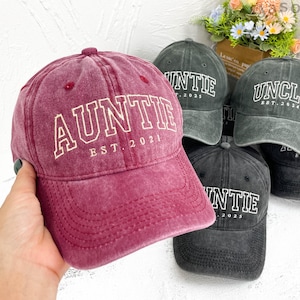 Broderad fasterhatt | Anpassad unisexkeps | Perfekt present till nyblivna fastrar | Födelsedags-/mors dags-/julpresent till faster, farbror