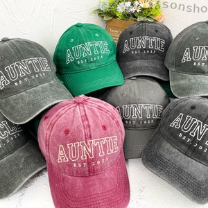 Auntie Embroidered Hat | Custom Unisex Baseball Cap | Perfect Gift for New Aunts | Birthday / Mothers Day/ Christmas Gift for Auntie, Aunt