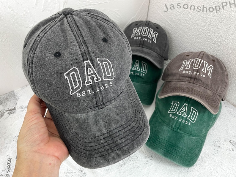 Personalized Dad Embroidered Hat | Custom Mom Hat with Est Year | Vintage Baseball Cap for New Dad | Fathers Day Gift for Dad, Papa