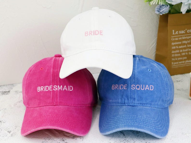 Custom Bride Squad Baseball Cap Personalised Embroidered Hat, Sorority Hat Bachelor/Bachelorette Party Gift Gift for Him/Her