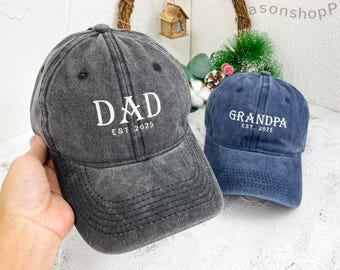 Custom Dad Embroidered Vintage Baseball Hat, Pregnancy Announcement, Gift for New Dad Mom Grandpa Grandma, Fathers Day Gift