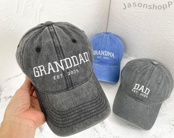 Custom Embroidered Grandad Hat | Vintage Baseball Hat | Gift for New Grandpa | Pregnancy Announcement | Fathers Day, Birthday Gift for Dad