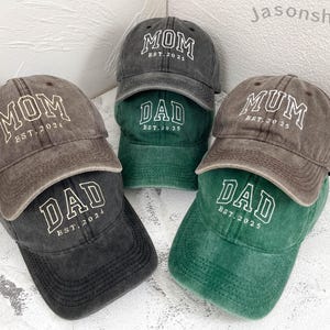 Personalized Dad Embroidered Hat | Custom Mom Hat with Est Year | Vintage Baseball Cap for New Dad | Fathers Day Gift for Dad, Papa