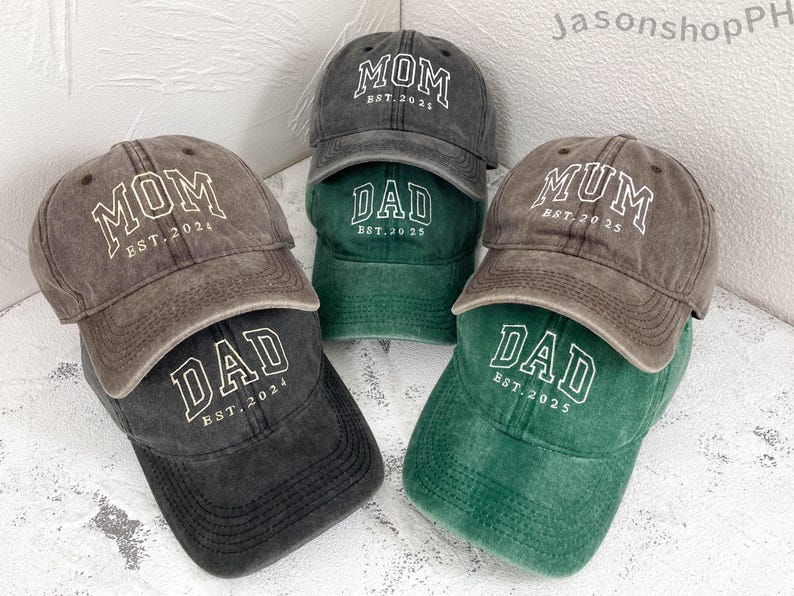 Personalized Dad Embroidered Hat | Custom Mom Hat with Est Year | Vintage Baseball Cap for New Dad | Fathers Day Gift for Dad, Papa