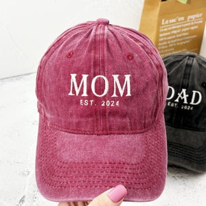 Custom Embroidered Mom Est Hat | Personalized Vintage Baseball Hat, Pregnancy Announcement, Gift For New Mom, Mothers day , Christmas Gift