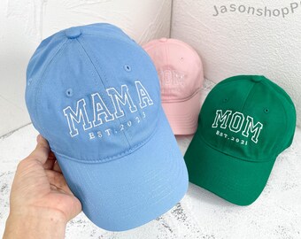 Gorro de mamá bordado / Gorro de mamá personalizado con año de embarazo / Anuncio de embarazo / Regalo para mamá primeriza / Regalo para el Día de la Madre, el mejor regalo para mamá