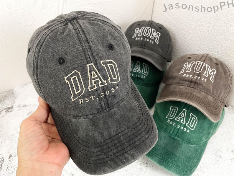 Personalized Dad Embroidered Hat | Custom Mom Hat with Est Year | Vintage Baseball Cap for New Dad | Fathers Day Gift for Dad, Papa