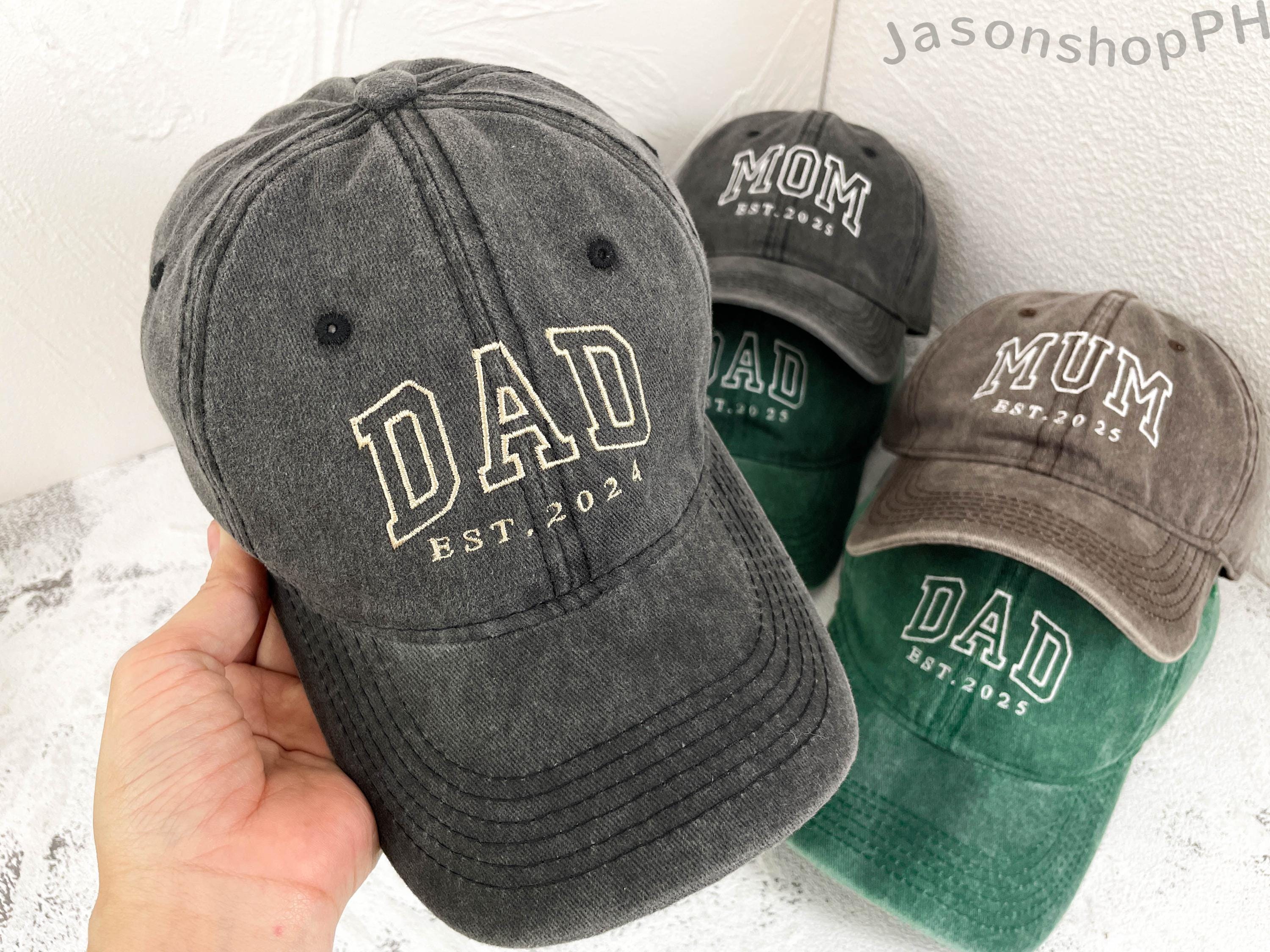 Personalized Dad Embroidered Hat | Custom Mom Hat with Est Year | Vintage Baseball Cap for New Dad | Father's Day Gift for Dad, Papa