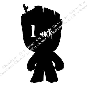 Könnte beinhalten: Schwarze Silhouette einer Comicfigur mit dem Text "I am" auf der Vorderseite.