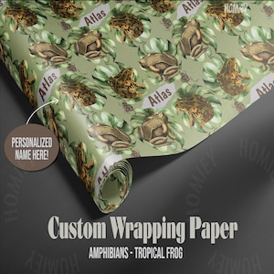 Custom Boy Frog Wrapping Paper | Unique Nature Gift Wrap with Frogs and Foliage | Perfect for Outdoor Boy Birthday, & Nature Enthusiast