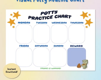 Potty Training Chart: Visual Routine for Neurodivergent Kids (PDF Downloadable Printable, 8.5x11&quot;)