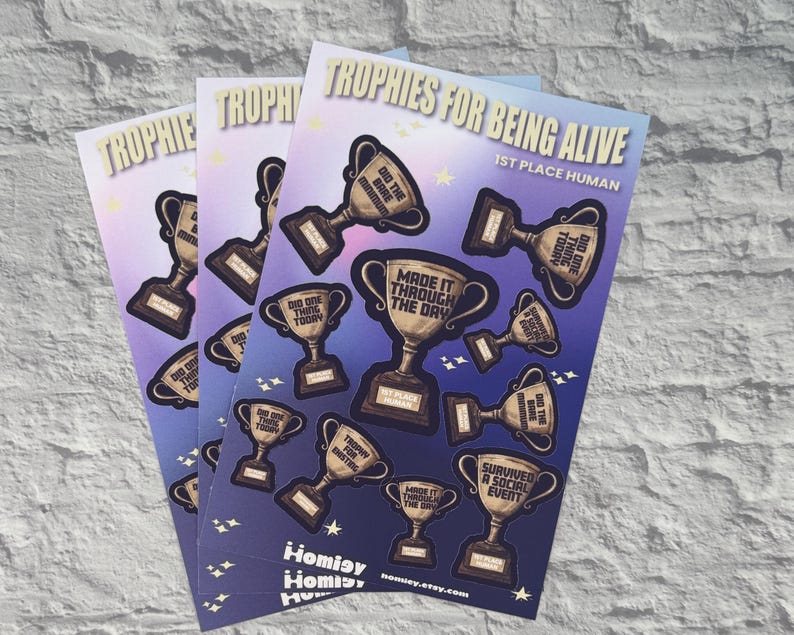 Funny Trophy Sticker Sheet: Neurodivergent Mental Health Awards - Etsy
