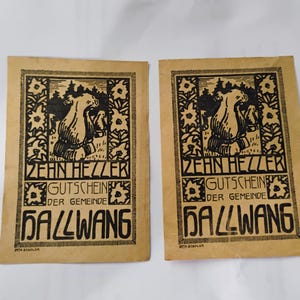Hallwang, Austria 1920 10 Heller Notgeld notes - set of 2