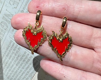 Throne of Glass Inspired Fireheart Earrings: Gold Plated Stainless Steel