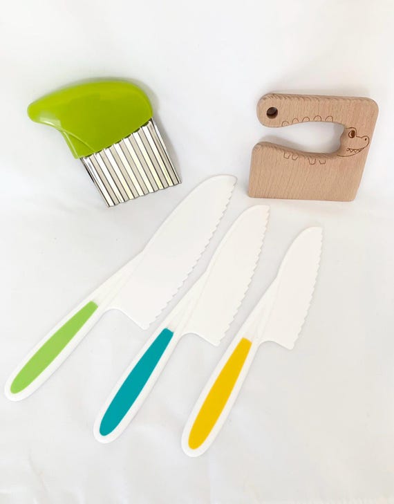 Montessori Kids Knife Set | Safe Kitchen Tools for Toddlers | 5-Piece Cooking Set | Child Friendly | Learn to Cut Fruits & Veggies