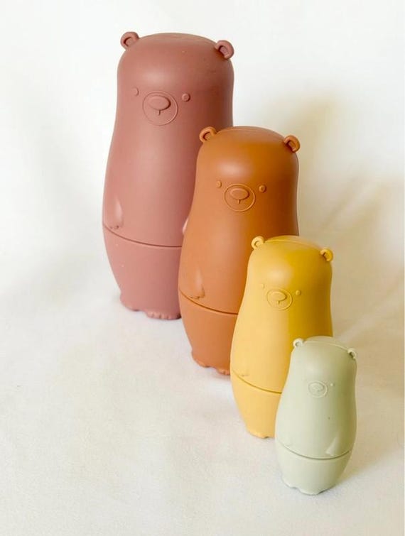 Silicone Russian Nesting Dolls - Stackable Bear Family for Educational Play and Decoration