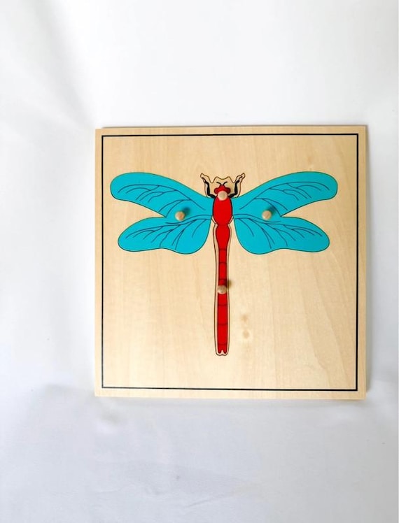 Montessori Dragonfly Puzzle | Wooden Insect with Handles | Sensory & Vocabulary Learning from 3 Years Old