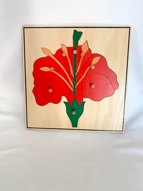 Montessori Wooden Puzzle – Flower 26x26 cm – Sensory Educational Material