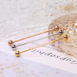 14G Industrial Barbell Bar Opal 316L-Surgical-Steel Industrial--Piercing--Jewelry Industrial  Cartilage Earring--Piercing Bridge--Barbell