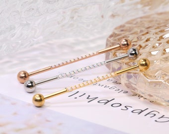 14G Industriell Skivstång Opal 316L-Kirurgiskt-Stål Industriell--Piercing--Smycken Industriell Brosk Örhänge--Piercingbrygga--Skivstång
