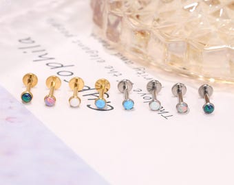 18G/16G Labret Stud G23-Titanium Bioflex Nose Stud Earring--Stud Lip--Ring Opal Cartilage Labret--Helix Piercing--Jewelry 5/6/7/8/10mm