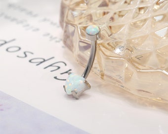 14G Navel Piercing G23 Titanium Opal Heart Curved Barbell Belly Ring Belly Piercing Navel Barbell Belly Button Ring Navel Belly Jewelry