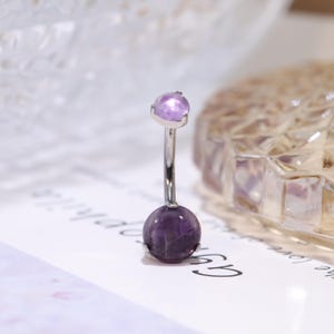 14G Navel Piercing G23 Titanium Amethyst Curved Barbell Belly Ring Belly Piercing Navel Barbell Belly Button Ring Navel Belly Jewelry