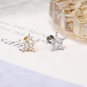 16G Labret Stud G23-Titanium Bioflex Lip Ring Star Cartilage Earring Labret--Lip--Piercing Tragus--Stud Labret--Helix Piercing--Jewelry
