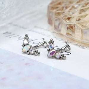 14G Navel Piercing G23 Titanium CZ Opal Curved Barbell Belly Ring Belly Piercing Navel Barbell Belly Button Ring Navel Belly Jewelry