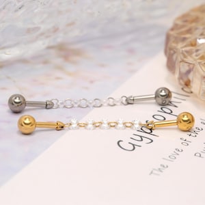 14G Industrial Bar 316L Surgical Steel Five CZ Industrial Piercing Jewelry Industrial Barbell Cartilage Earring Body Piercing Bridge Bar