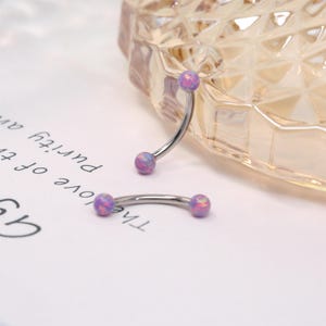 16G Rook Piercing G23 Titanium Silver Purple Opal Eyebrow Ring Curved Barbell Cartilage Piercing Lip Barbell Rook Minimalist Earring