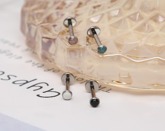 1x 16G 1/4" Bio-Flex Push-In 2mm Press Fit Gem Top Labret Monroe Tragus - Foto 3