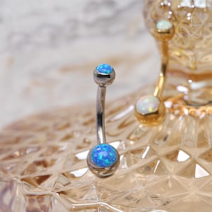 14G Belly Button Ring Navel Piercing G23-Titanium Opal Curved--Barbell Belly--Ring Belly--Piercing Navel--Barbell Minimalist Jewelry