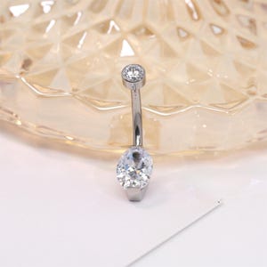 Piercing de umbigo com anel de botão 14G, piercing de umbigo curvo com zircônia cúbica, piercing de umbigo, piercing de umbigo, minimalista, aço cirúrgico 316L