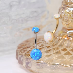 14G Belly Button Ring Navel Piercing G23-Titanium Opal Curved Barbell Belly--Ring Belly--Piercing Navel--Barbell Minimalist