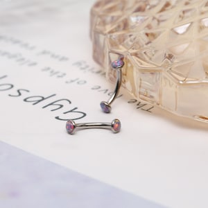 16G Rook Piercing G23 Titanium Purple Opal Eyebrow Ring Curved Barbell Cartilage Piercing Lip Barbell Rook Minimalist Earring Gift for her
