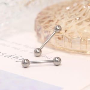 14G Nipple Barbell Ring G23 Titanium Silver Straight Nipple Piercing Jewelry Nipple--Tongue--Bar Bridge--Barbell