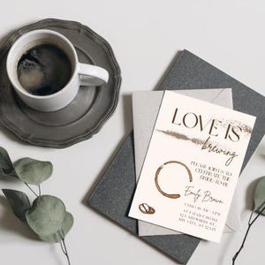 Love Is Brewing Coffee Bridal Shower Invitation | Editable Bridal Shower Template | Printable Bride-to-Be Invite | Instant Download