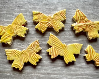 6 Colourful textured ceramic butterfly mosaic tile set in 2 sizes