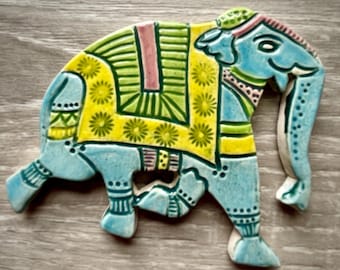 Handmade ceramic blue Elephant mosaic tile